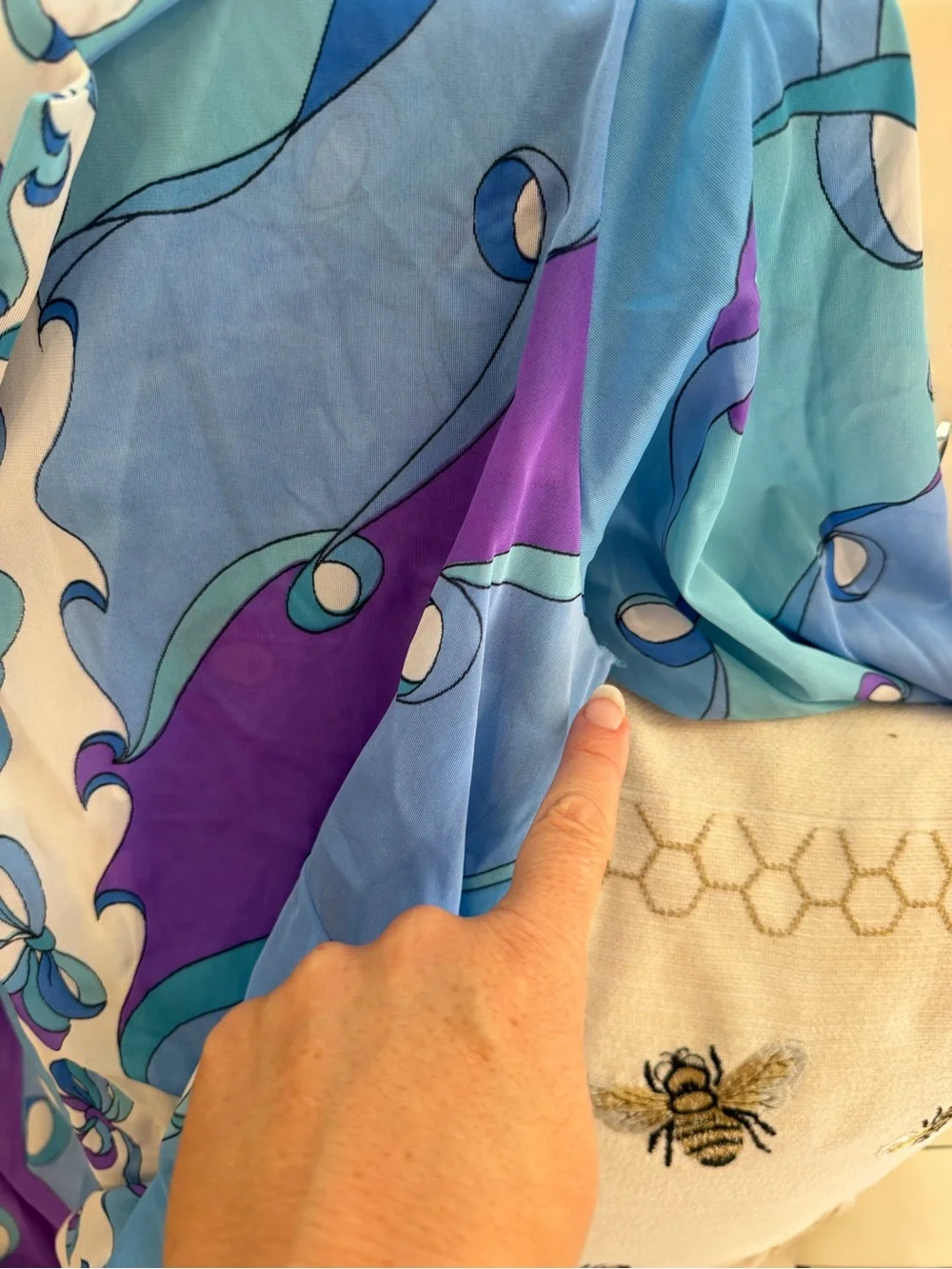 Emilio Pucci for Formfit Rogers Sheer Blue & Purple Loungewear Top